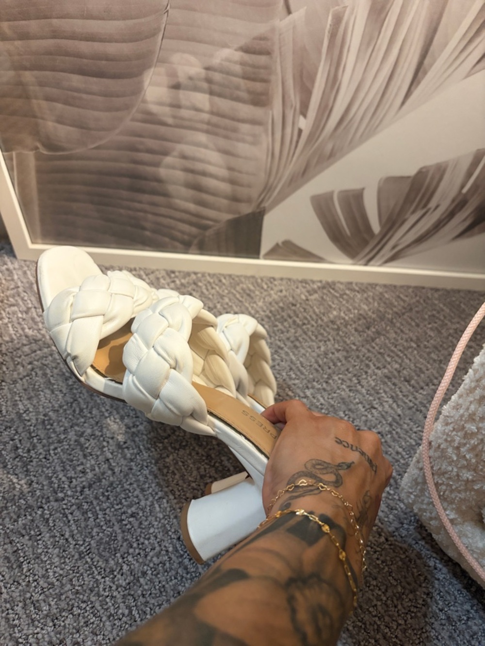 Express White Braided Double-Strap Heeled Mules - Picture 5 of 5